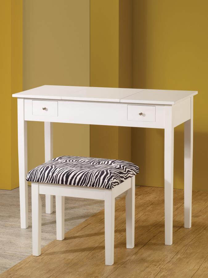 Seline - Seline 2-piece Vanity Set White and Zebra