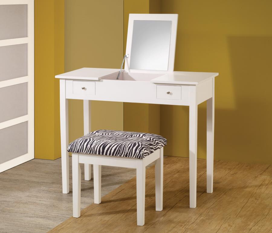 Seline - Seline 2-piece Vanity Set White and Zebra