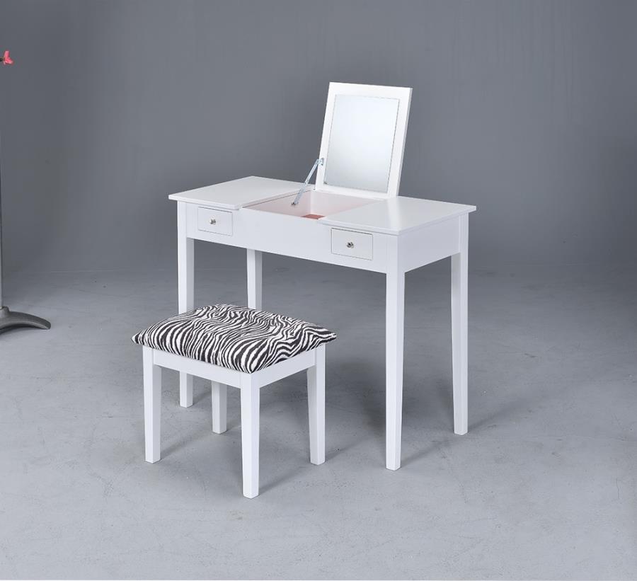 Seline - Seline 2-piece Vanity Set White and Zebra