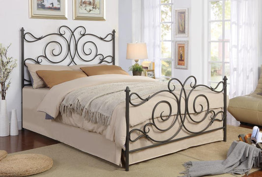 Parleys - Parleys Queen Metal Bed with Scroll Headboard Dark Bronze