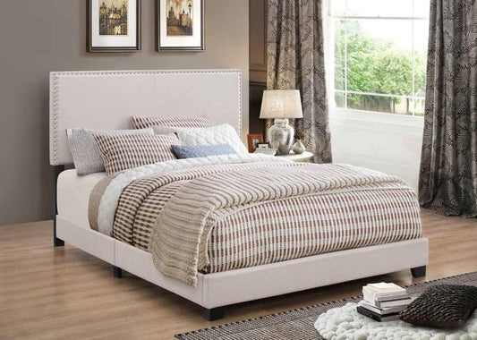 Boyd - Boyd Twin Upholstered Bed with Nailhead Trim Ivory