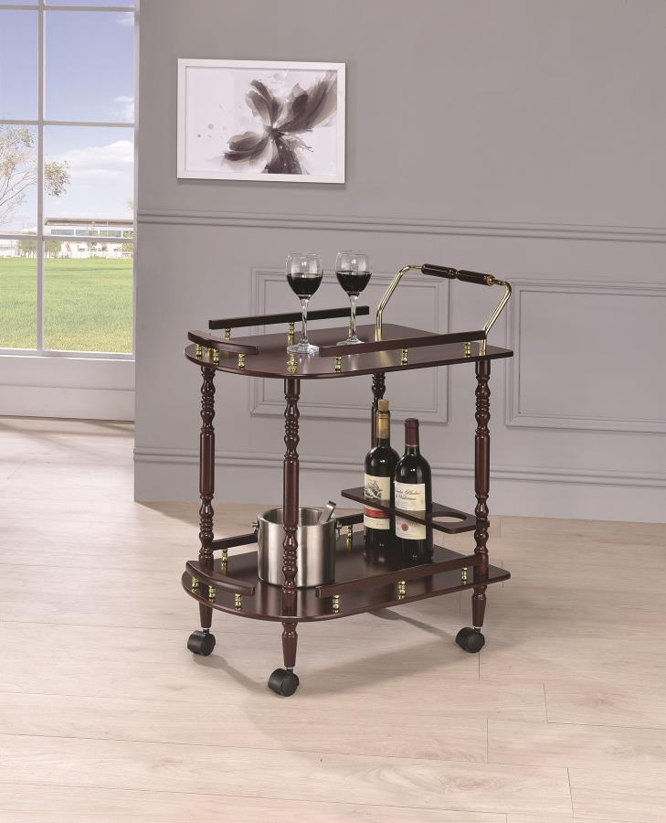 Palmer - Palmer 2-tier Serving Cart Merlot and Brass
