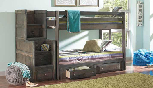 Wrangle Hill - Wrangle Hill Twin over Twin Bunk Bed Gun Smoke