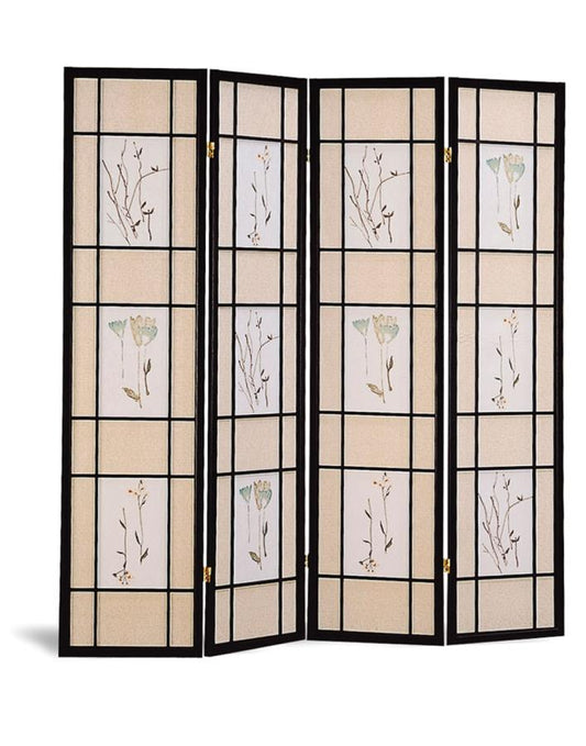 Catabella - Catabella 4-panel Floral Print Folding Screen Multi-color