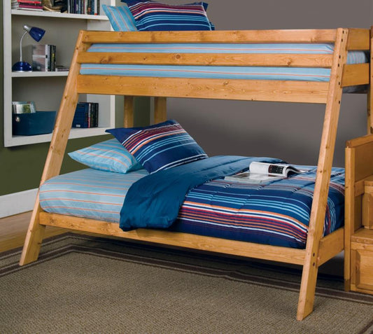 Wrangle Hill - Wrangle Hill Twin over Full Bunk Bed with Built-in Ladder Amber Wash