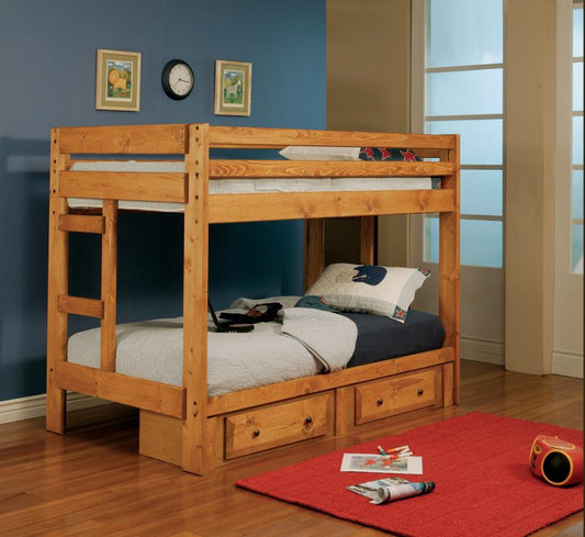 Wrangle Hill - Wrangle Hill Twin over Twin Bunk Bed Amber Wash