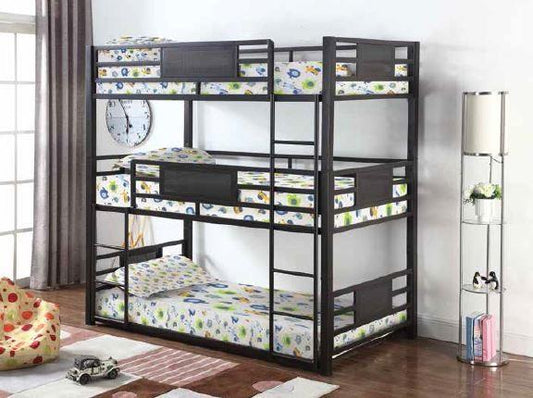 Rogen - Rogen Twin Triple Bunk Bed Dark Bronze