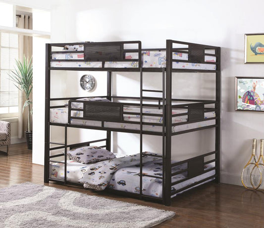 Rogen - Rogen Full Triple Bunk Bed Dark Bronze