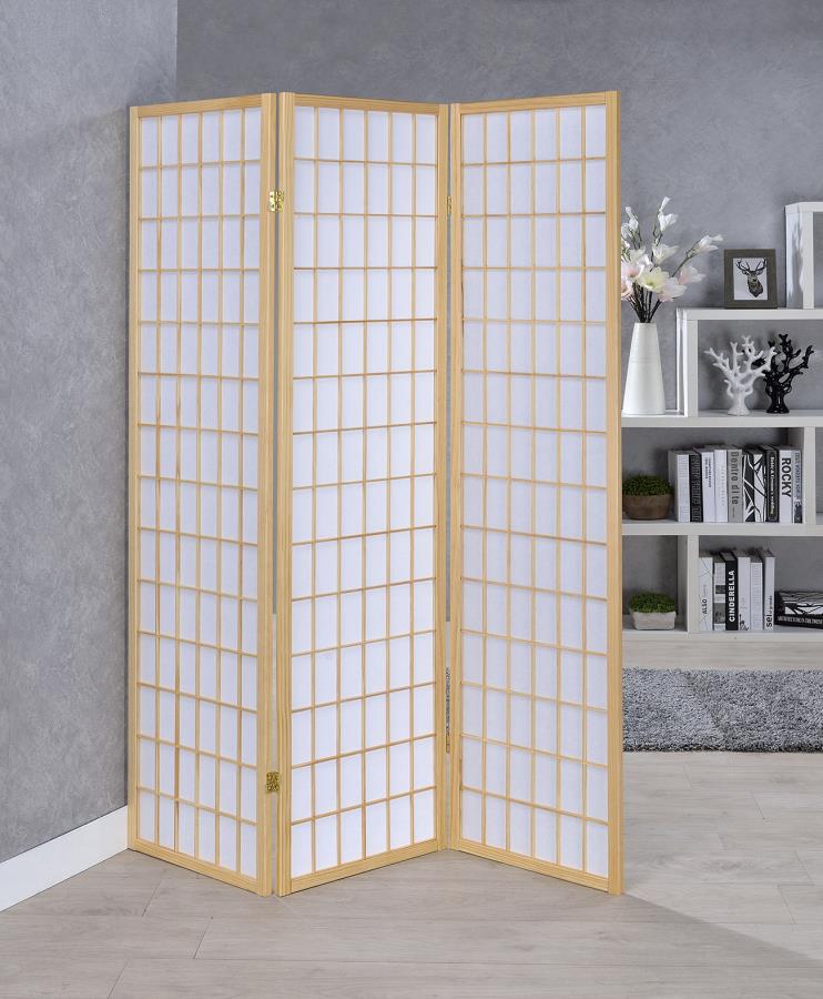 Carrie - Carrie 3-panel Folding Screen Natural and White