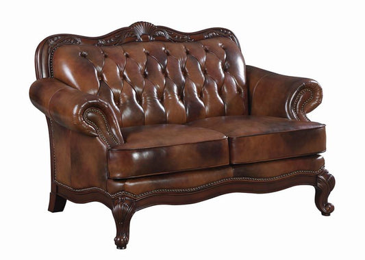 Victoria - Victoria Tufted Back Loveseat Tri-tone and Brown