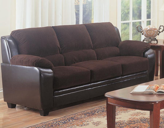 Monika - Monika Upholstered Stationary Sofa Chocolate