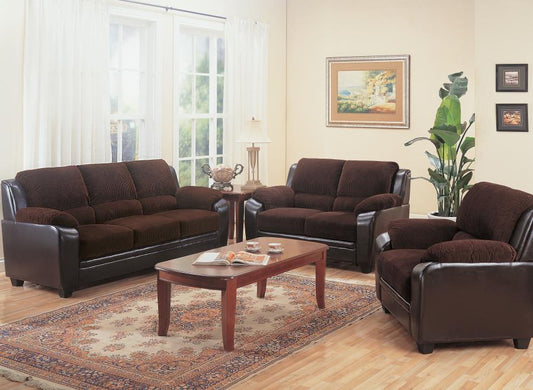 Monika - Monika Upholstered Living Room Set Brown
