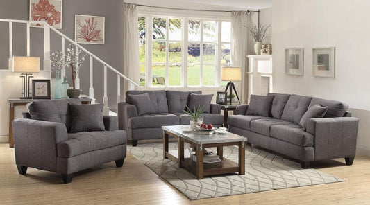 Samuel - Samuel Biscuit Back Living Room Set Charcoal