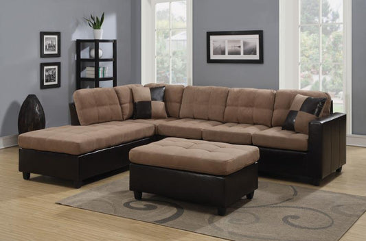 Mallory - Mallory Upholstered Sectional Tan and Dark Brown