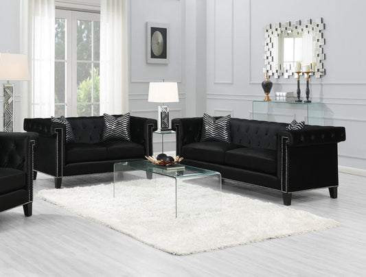 Reventlow - Reventlow Upholstered Tufted Living Room Set Black