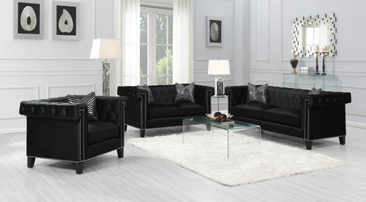Reventlow - Reventlow Upholstered Tufted Living Room Set Black