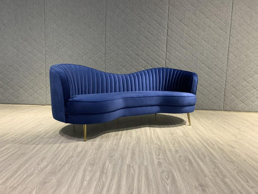 Sophia - Sophia Upholstered Camel Back Sofa Blue