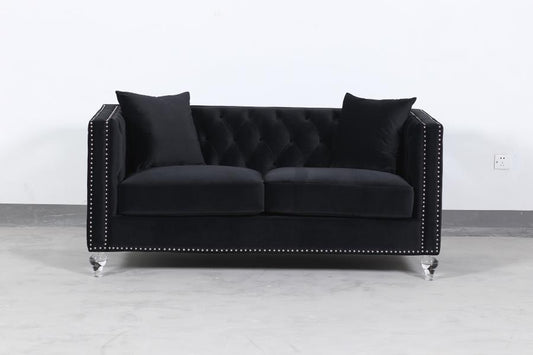Delilah - Delilah Upholstered Tufted Tuxedo Arm Loveseat Black