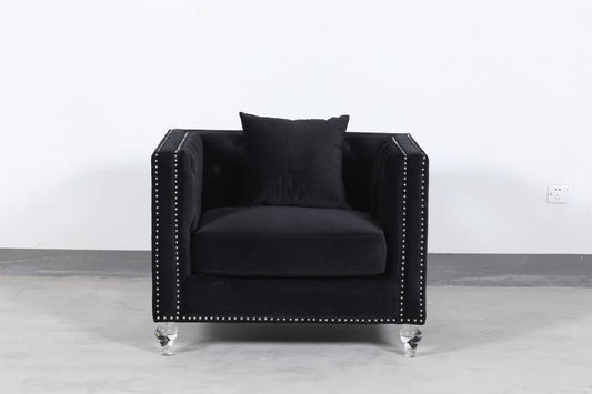 Delilah - Delilah Upholstered Tufted Tuxedo Arm Chair Black