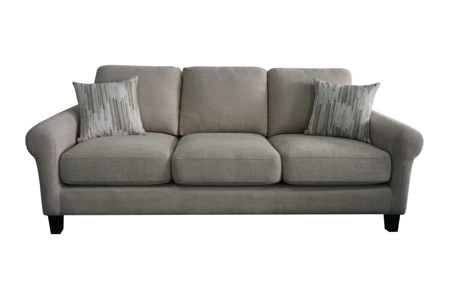 Nadine - Nadine Upholstered Round Arm Sofa Oatmeal
