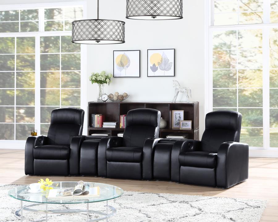 Cyrus - Cyrus Upholstered Recliner Living Room Set Black