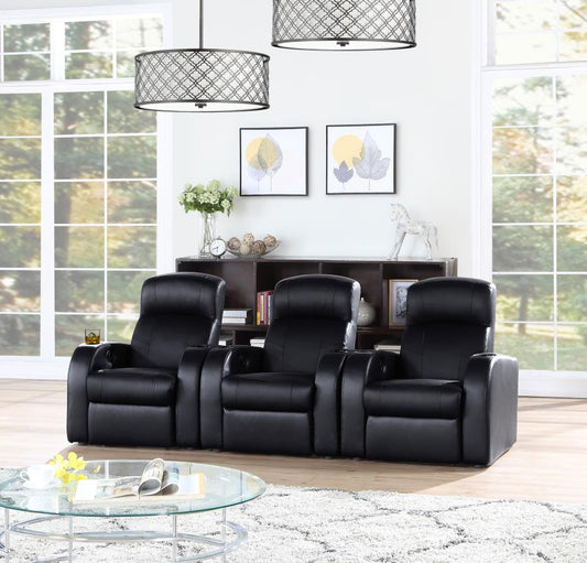 Cyrus - Cyrus Upholstered Recliner Living Room Set Black