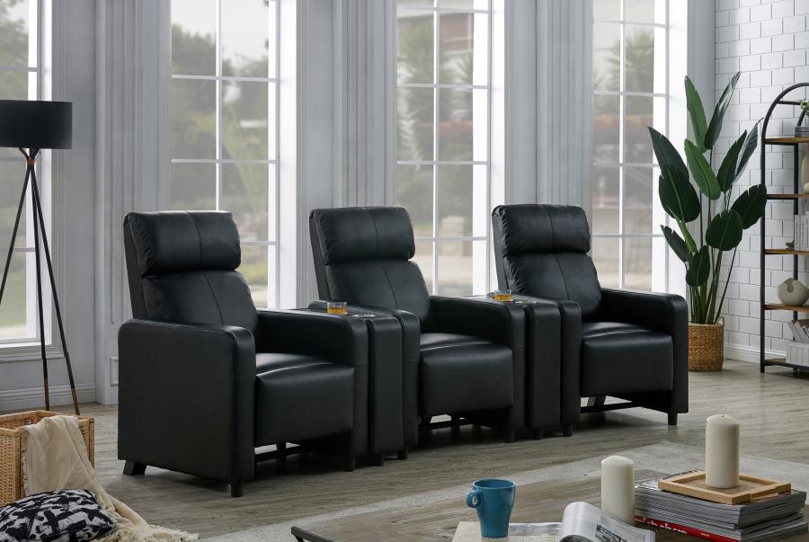 Toohey - Toohey Home Theater Push Back Recliner Black
