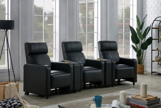 Toohey - Toohey Home Theater Push Back Recliner Black