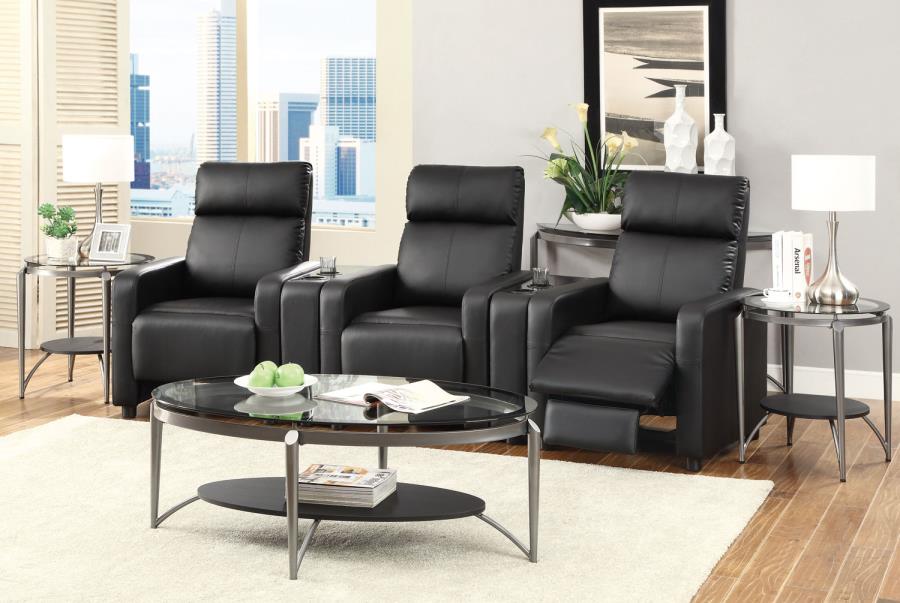 Toohey - Toohey Home Theater Push Back Recliner Black