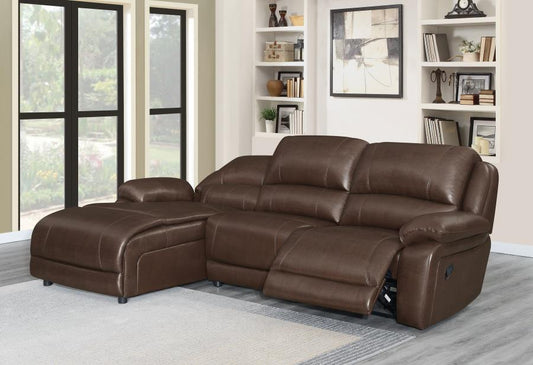 Mackenzie - Mackenzie 3-piece Upholstered Tufted Motion Sectional Chestnut