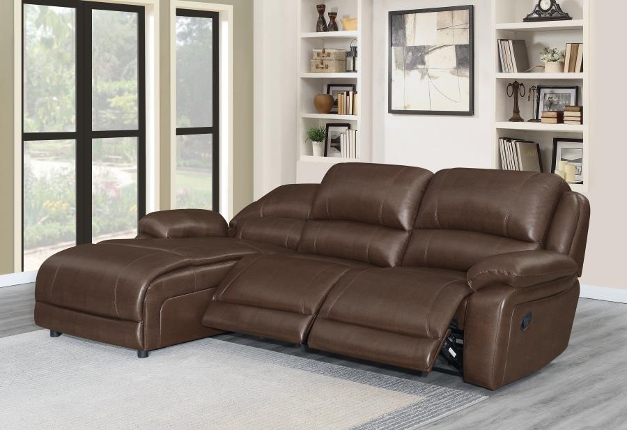 Mackenzie - Mackenzie 3-piece Upholstered Tufted Motion Sectional Chestnut