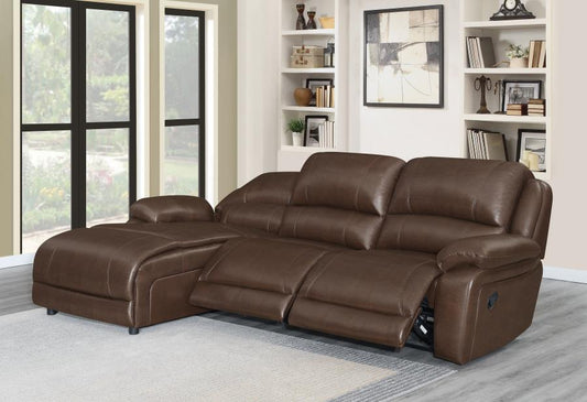 Mackenzie - Mackenzie 3-piece Upholstered Tufted Motion Sectional Chestnut