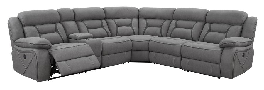 Higgins - Higgins Four-Piece Upholstered Power Sectional Grey