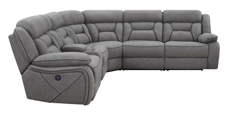 Higgins - Higgins Four-Piece Upholstered Power Sectional Grey