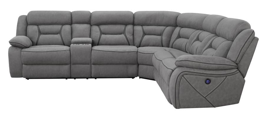 Higgins - Higgins Four-Piece Upholstered Power Sectional Grey