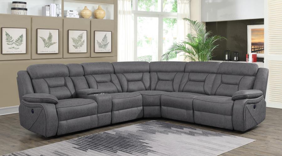 Higgins - Higgins Four-Piece Upholstered Power Sectional Grey