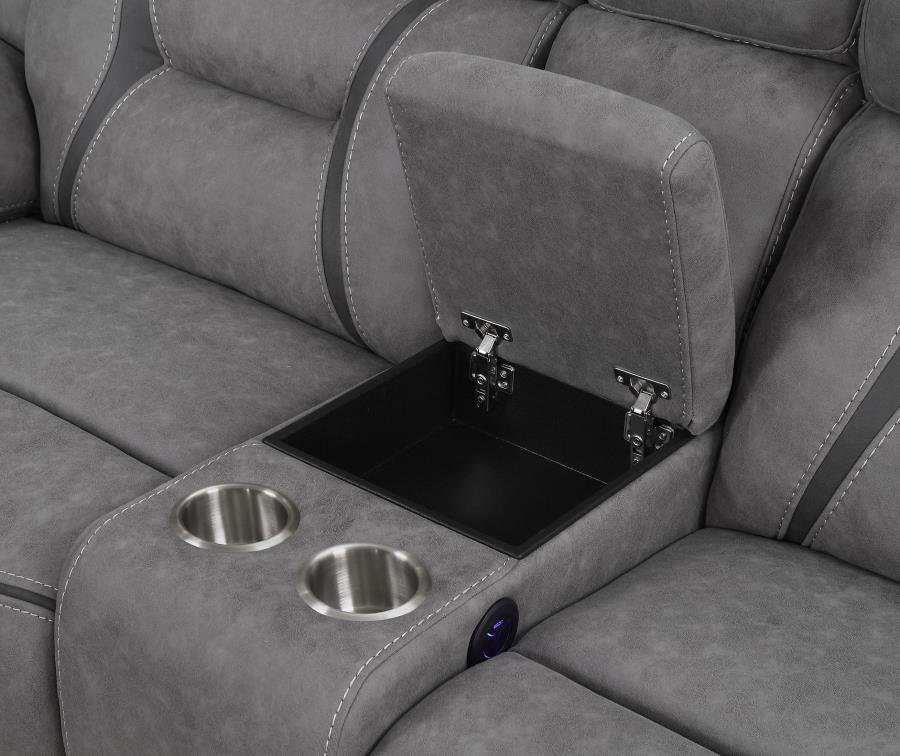 Higgins - Higgins Four-Piece Upholstered Power Sectional Grey