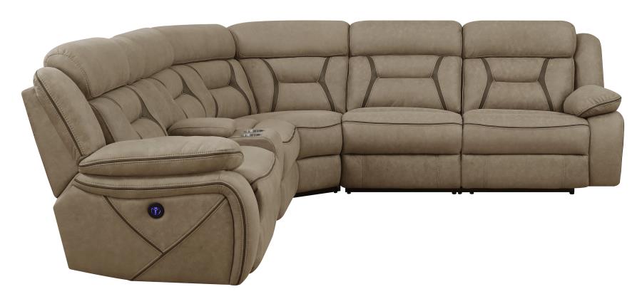 Higgins - Higgins Four-Piece Upholstered Power Sectional Tan