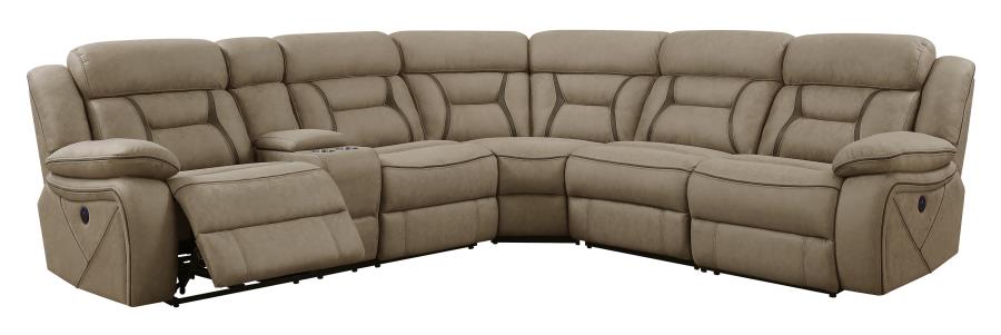 Higgins - Higgins Four-Piece Upholstered Power Sectional Tan