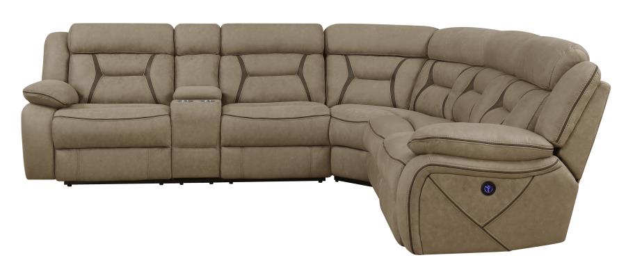 Higgins - Higgins Four-Piece Upholstered Power Sectional Tan