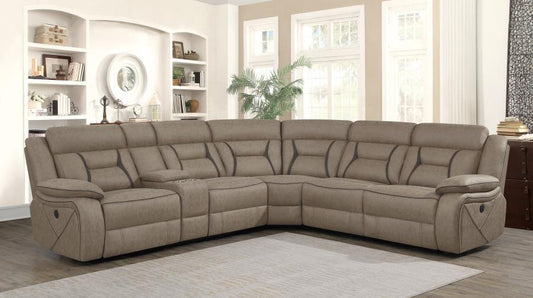 Higgins - Higgins Four-Piece Upholstered Power Sectional Tan