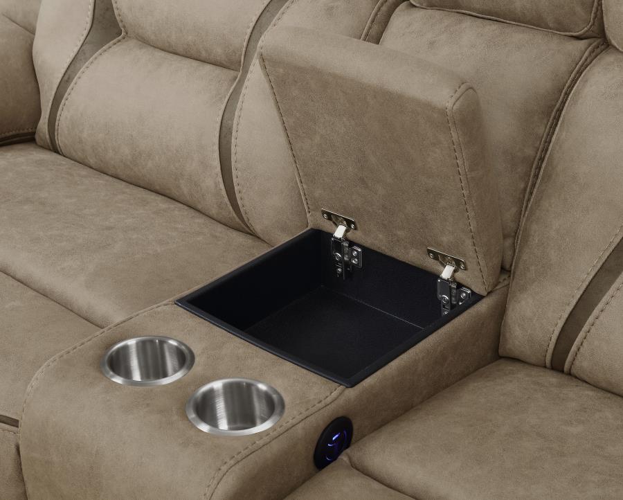 Higgins - Higgins Four-Piece Upholstered Power Sectional Tan