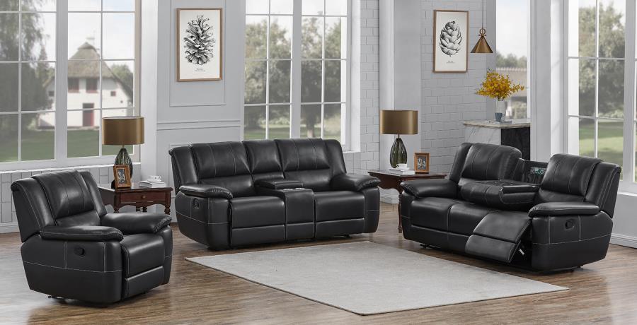 Lee - Lee Upholstered Pillow Top Arm Living Room Set Black