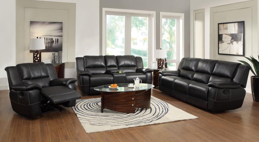 Lee - Lee Upholstered Pillow Top Arm Living Room Set Black