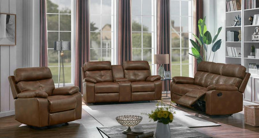 Damiano - Damiano Button Tufted Glider Loveseat Tri-tone Brown