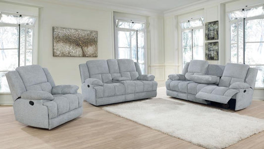 Waterbury - Waterbury 3-piece Pillow Top Arm Motion Living Room Set Grey