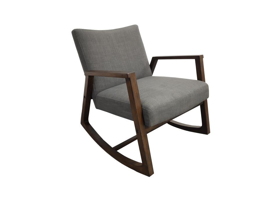 Gianna - Upholstered Rocking Chair with Wooden Arm Grey and Walnut