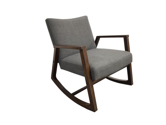 Gianna - Upholstered Rocking Chair with Wooden Arm Grey and Walnut