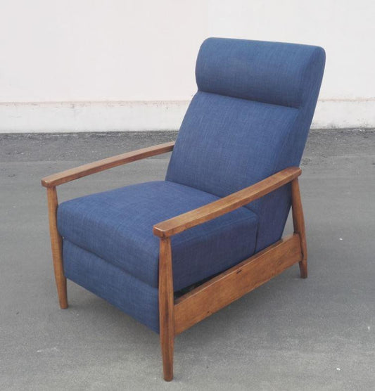 Kaylie - Kaylie Upholstered Push-Back Recliner Navy Blue