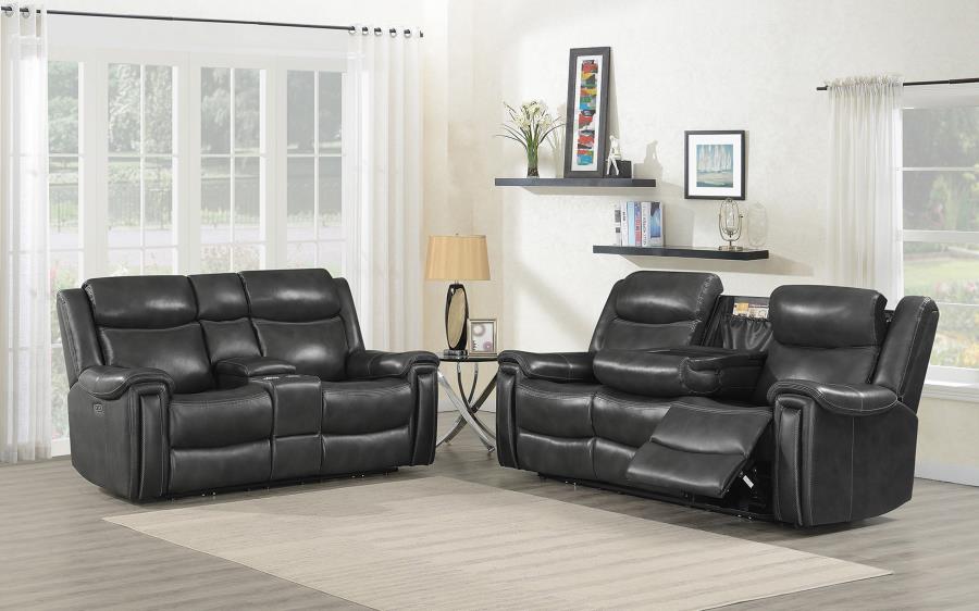 Shallowford - Shallowford 2-piece Power^2 Living Room Set Hand Rubbed Charcoal